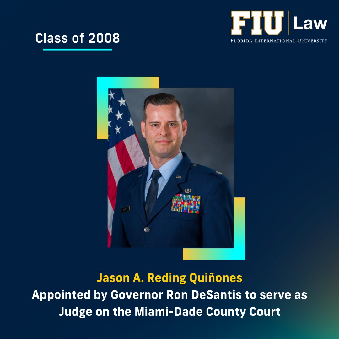 Congrats to Jason A. Reding Quiñones (J.D. 08) who was appointed to serve as Judge on the Miami-Dade County Court. A distinguished career in law and service, including roles as an Assistant U.S. Attorney and Judge Advocate in the U.S. Air Force. Read more: bit.ly/42UAkdd
