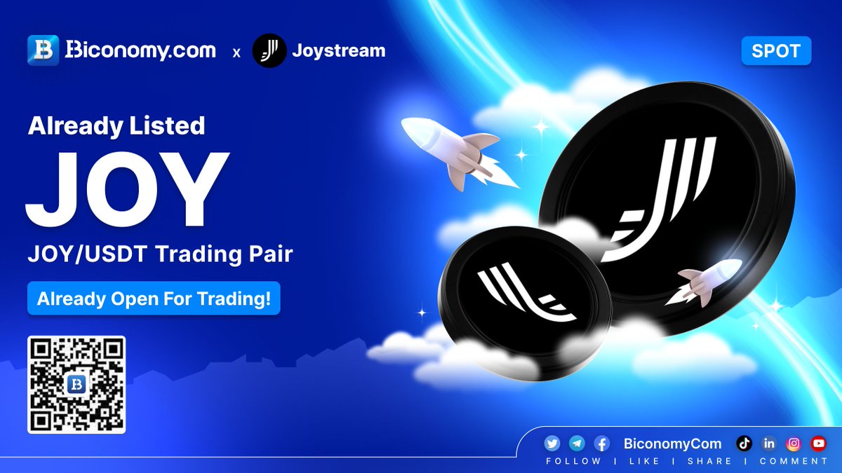 BiconomyCom's tweet image. 🚀NEW LISTING🔥 $JOY

#Biconomy Already Listed @JoystreamDAO and opened the #JOY / #USDT trading pair Right Now!🔥

🗓️Open deposit and withdrawal time: Already open for trading

About #Joystream ：
"Joystream is a video platform protocol; it does for video publishing what e-mail…