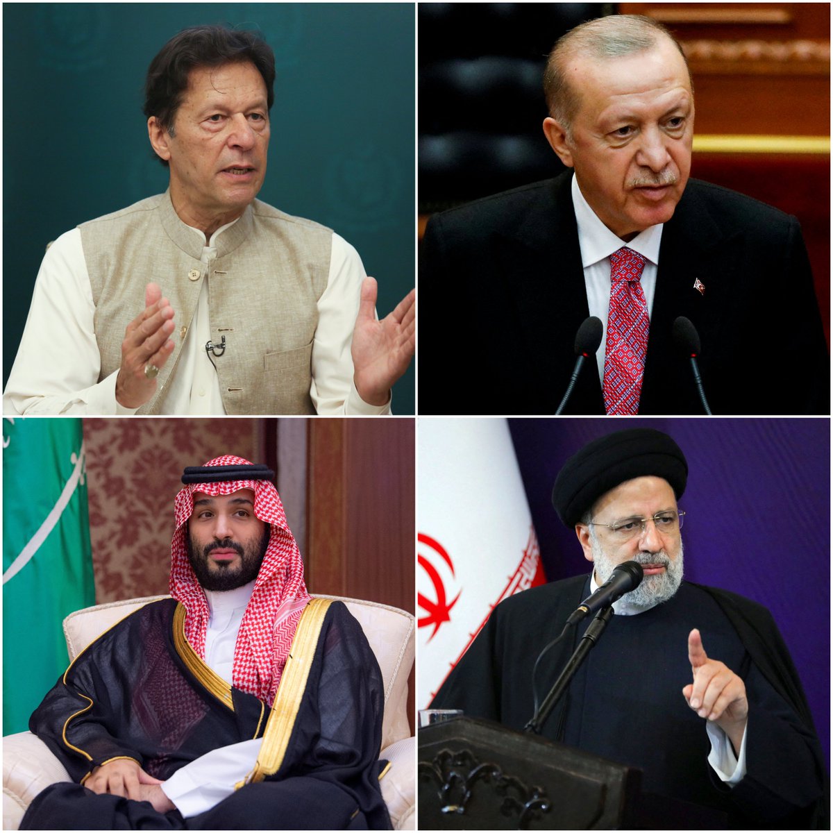 Who is the most loved & famous leader of Muslim world and why?

1. Recep Tayyip Erdogan 
2. Imran Khan
3. Mohammed bin Salman Al Saud
4. Ebrahim Raisi