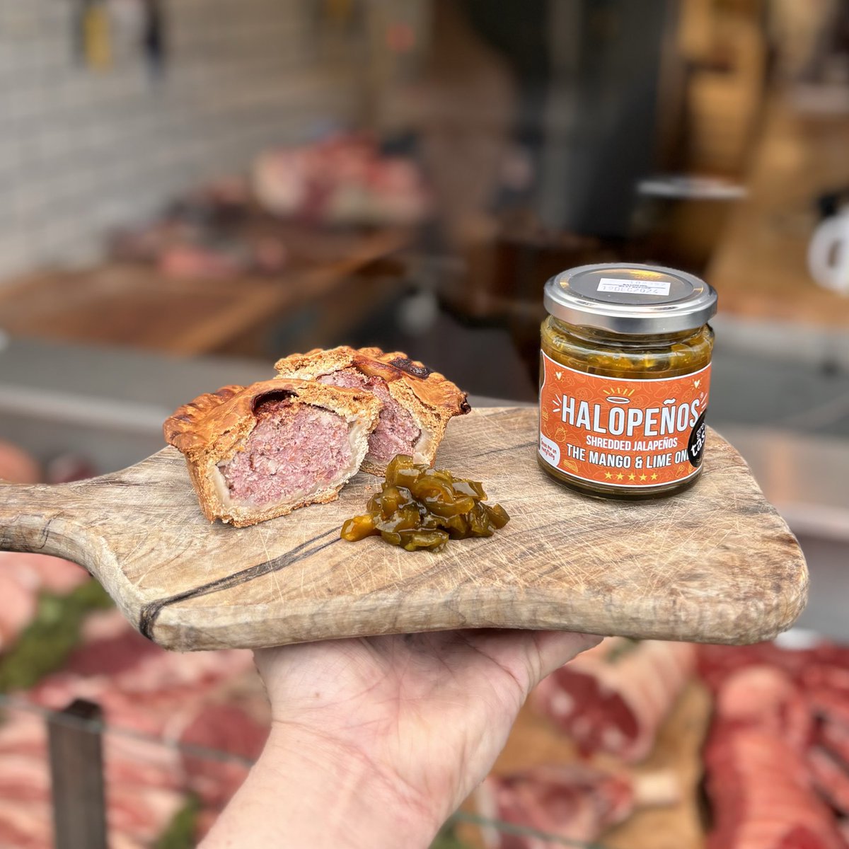 RELISH THE PIE!

Upgrade your condiment game with this incredible <a href="/guildoffinefood/">Guild of Fine Food</a> Great Taste Award Winning Lime and Mango Shredded Jalapeños from Halopenos. It goes VERY well with our pork pies! 🥭 🔥 🥧