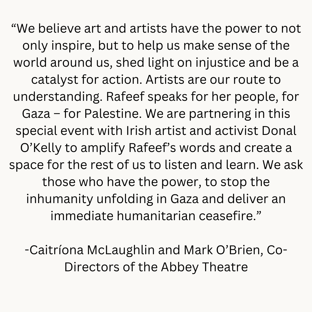 Comment from Caitríona McLaughlin and Mark O'Brien, Co-Directors of the Abbey Theatre: (4/5)