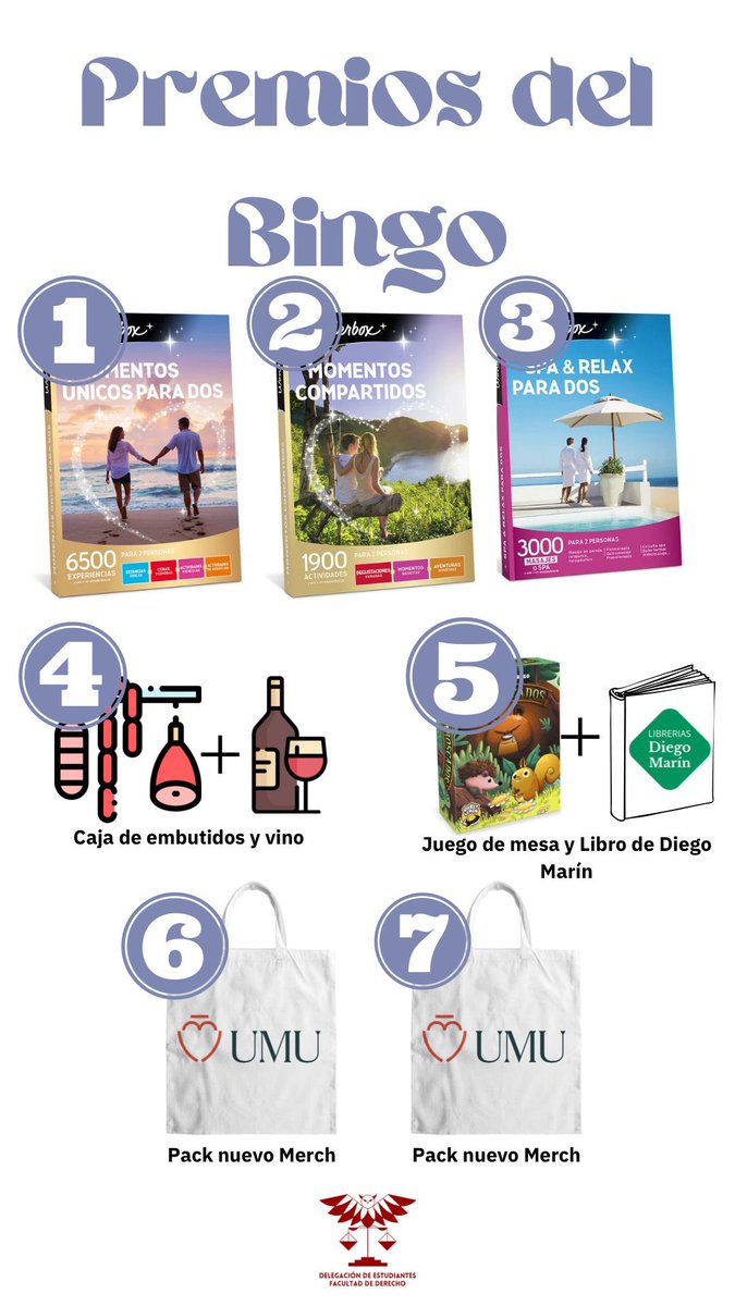 Facultad de Derecho Universidad de Murcia (@fderechomur) on Twitter photo Mañana, jueves 22, a las 18:00h., en la cantina del Aulario de La Merced, se celebrará el Bingo Solidario, en el marco de las fiestas patronales de nuestra Facultad <a href="/UMU/">Universidad Murcia</a>. La entrada cuesta 4 euros y está a la venta en ventaentradas.um.es
<a href="/derechoumu/">Delegación de Estudiantes - Facultad de Derecho UM</a> Mañana, jueves 22, a las 18:00h., en la cantina del Aulario de La Merced, se celebrará el Bingo Solidario, en el marco de las fiestas patronales de nuestra Facultad <a href="/UMU/">Universidad Murcia</a>. La entrada cuesta 4 euros y está a la venta en ventaentradas.um.es
<a href="/derechoumu/">Delegación de Estudiantes - Facultad de Derecho UM</a>