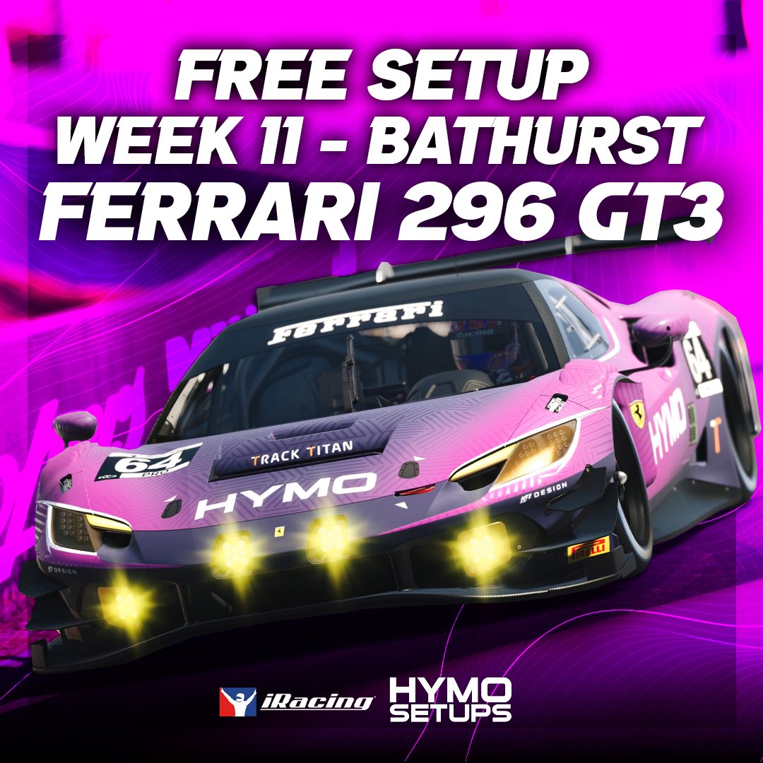 The Fastest car for the Bathurst 12hrs for Completely Free Gain the advantage of running with HYMO Setups by clicking the link below Time - 2:02.919 with -2% Power Created and Driven by @_tburnsy Air - 23.3°C Track - 43.3°C Fuel - 50% app.tracktitan.io/setup/62ec4e04…