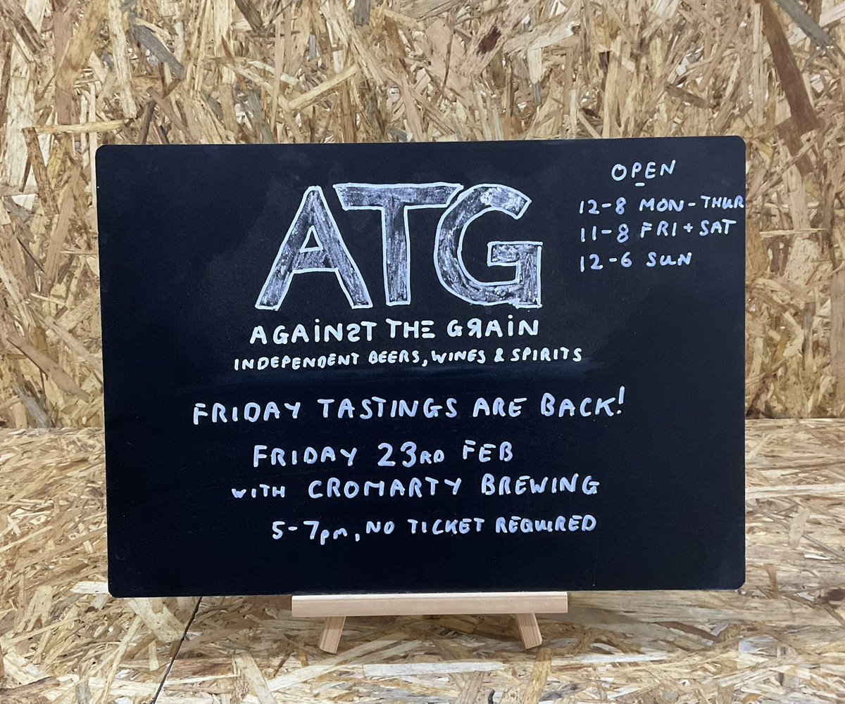 ATGBeerEd's tweet photo. Our first Friday tasting of the year is here! This week we’ll be welcoming @Howarddickinso4 from @CromartyBrewing to taste through a range of special editions &amp; house favourites alike. Perfect way to warm up for a rugby weekend too! See you there, 5-7 👍 https://t.co/JYZcQoh0ba