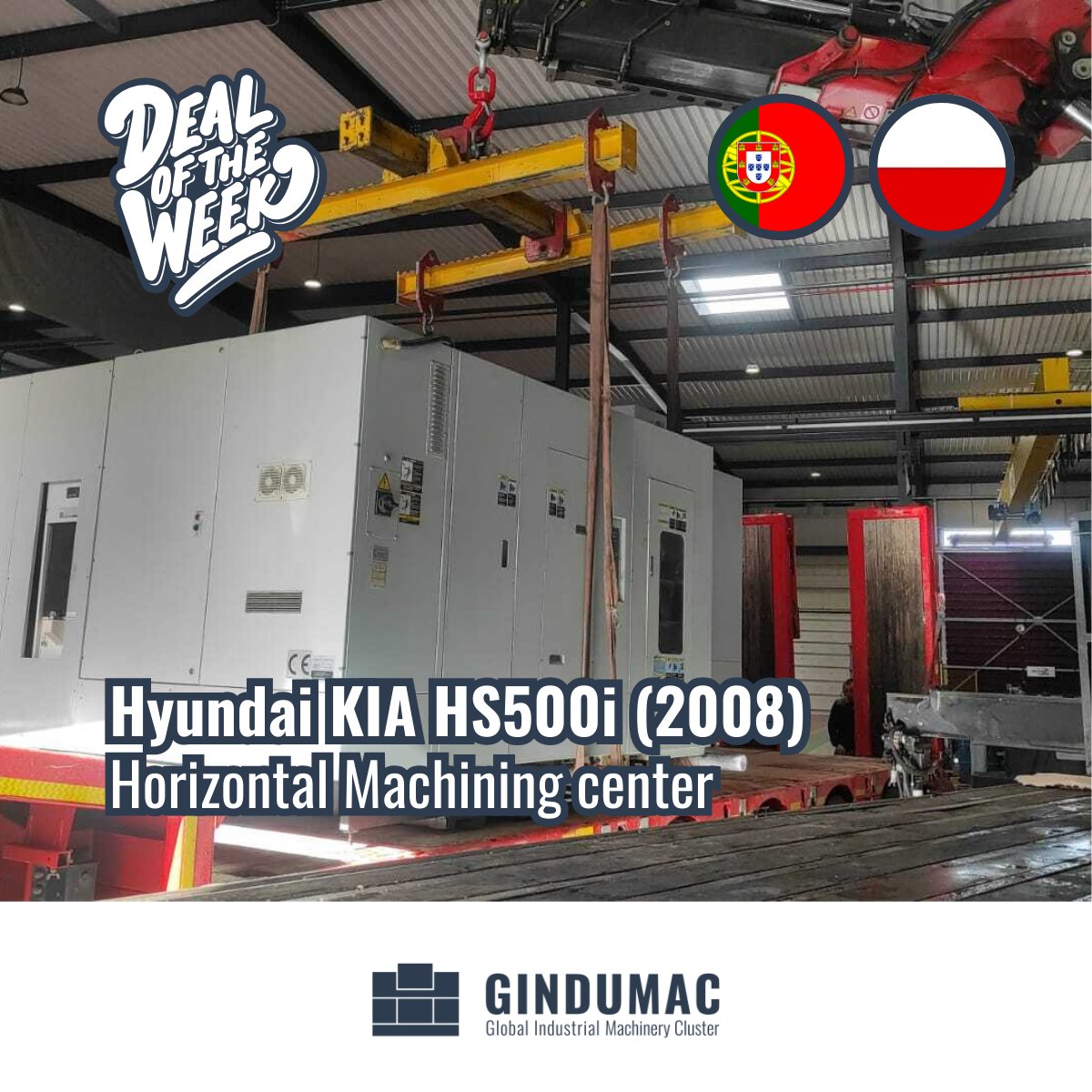 Deal of the Week!
 
Used Horizontal Machining Center Hyundai KIA HS500i (2008), sold from Portugal to Poland, EXW, 2749 km to go.

See machine: gindumac.com/product/hyunda…

#gindumac #usedmachinery #horizontalmachiningcenter #Hyundai #dealoftheweek