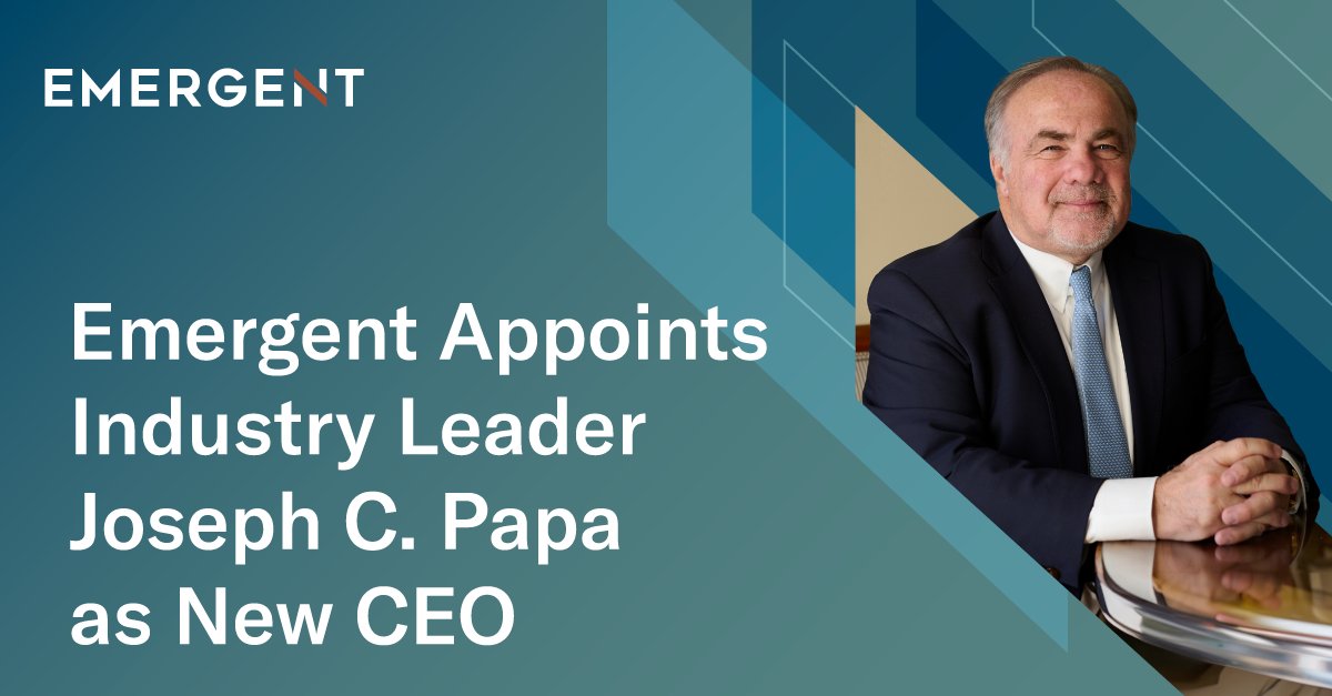 We’re pleased to announce that Joseph C. Papa is Emergent’s new president and chief executive officer. Joe brings decades of industry experience, and a track record of navigating companies through periods of transformation. Learn more: wego.emergentbiosolutions.com/joseph-papa-ceo