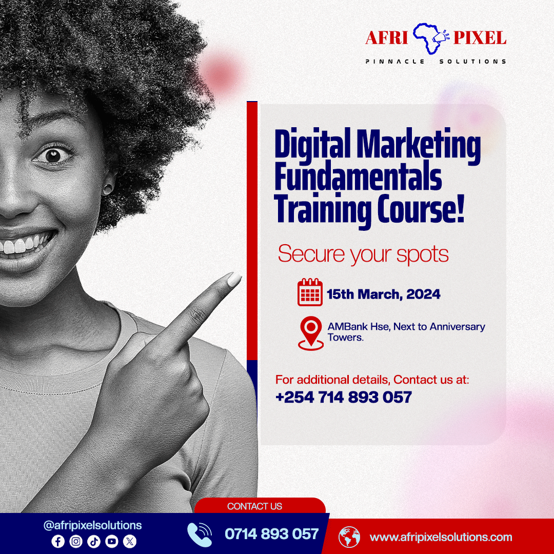 afripixel_'s tweet photo. Embark on your Digital Marketing journey with our official Digital Marketing Fundamentals Training starting on March 15th!  Contact us at 0714 893 057 for details on securing your spot.
#DigitalMarketingStrategy #OnlineMarketing #Afripixel

 #Whatsapp 
1 USD https://t.co/rzoaXKkBdp