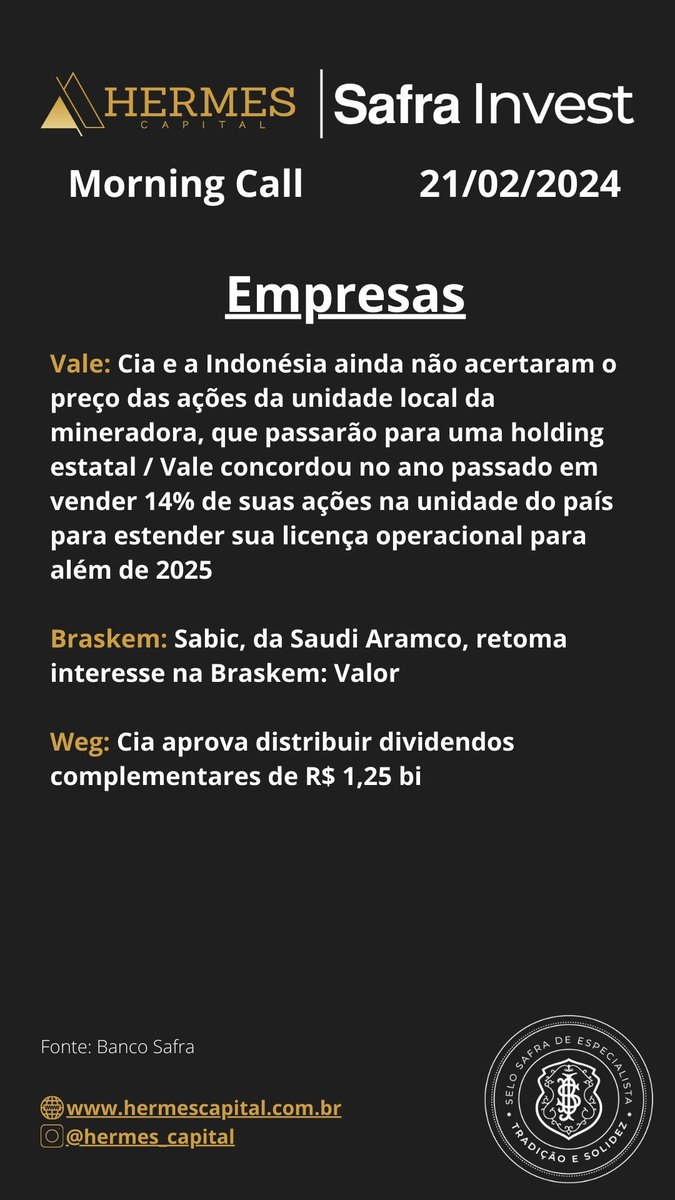 Bom dia Safra – 21/02/24

Impulso ao financiamento imobiliário na China anima as Bolsas

#investimentos
#empresas 
#economia
#commodities
#dólar