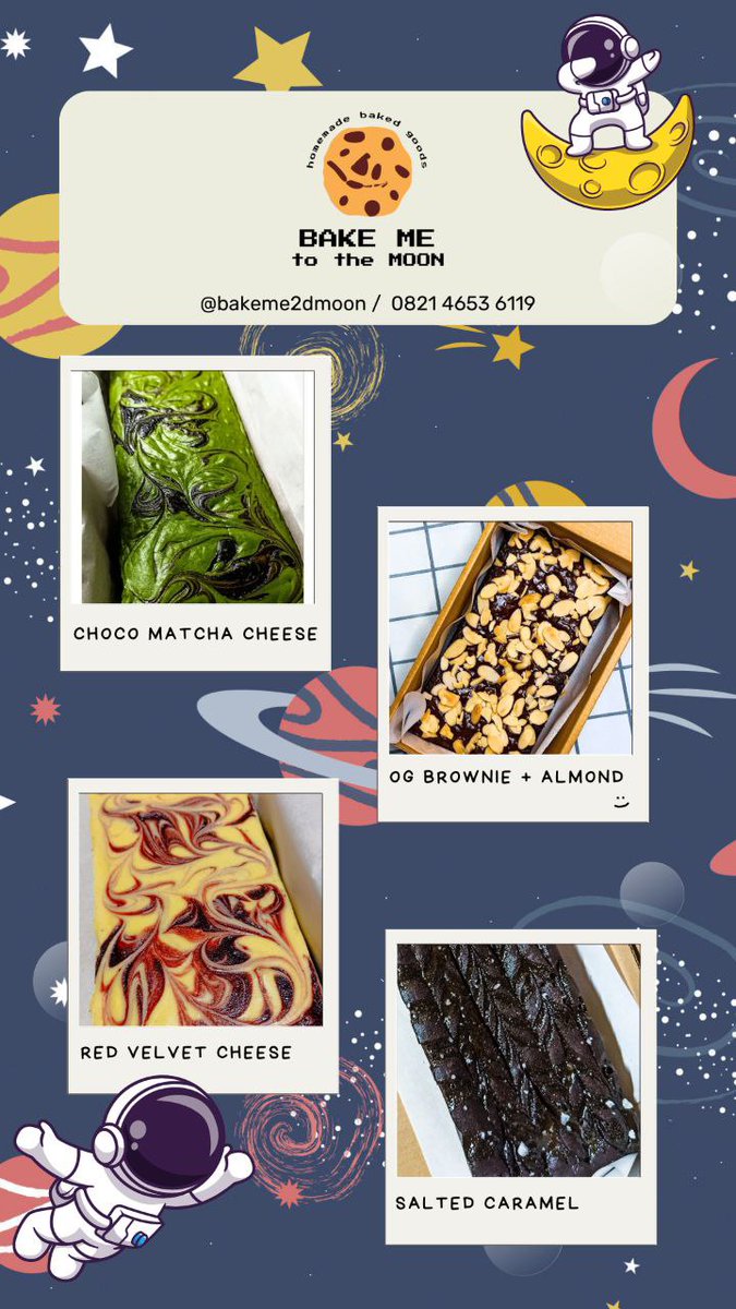 bakeme2dmoon's tweet image. Bantu RETWEET dong kakak~ 

Aku jual macam-macam brownies, ada OG Brownie &amp;amp; Matcha Brownie yg bisa ditambah macam-macam topping. Ada juga macam brownies yang lain.

Brownies nya fudgy, moist, chocolaty. Gak kering dan gak kemanisan (bisa request less sugar).