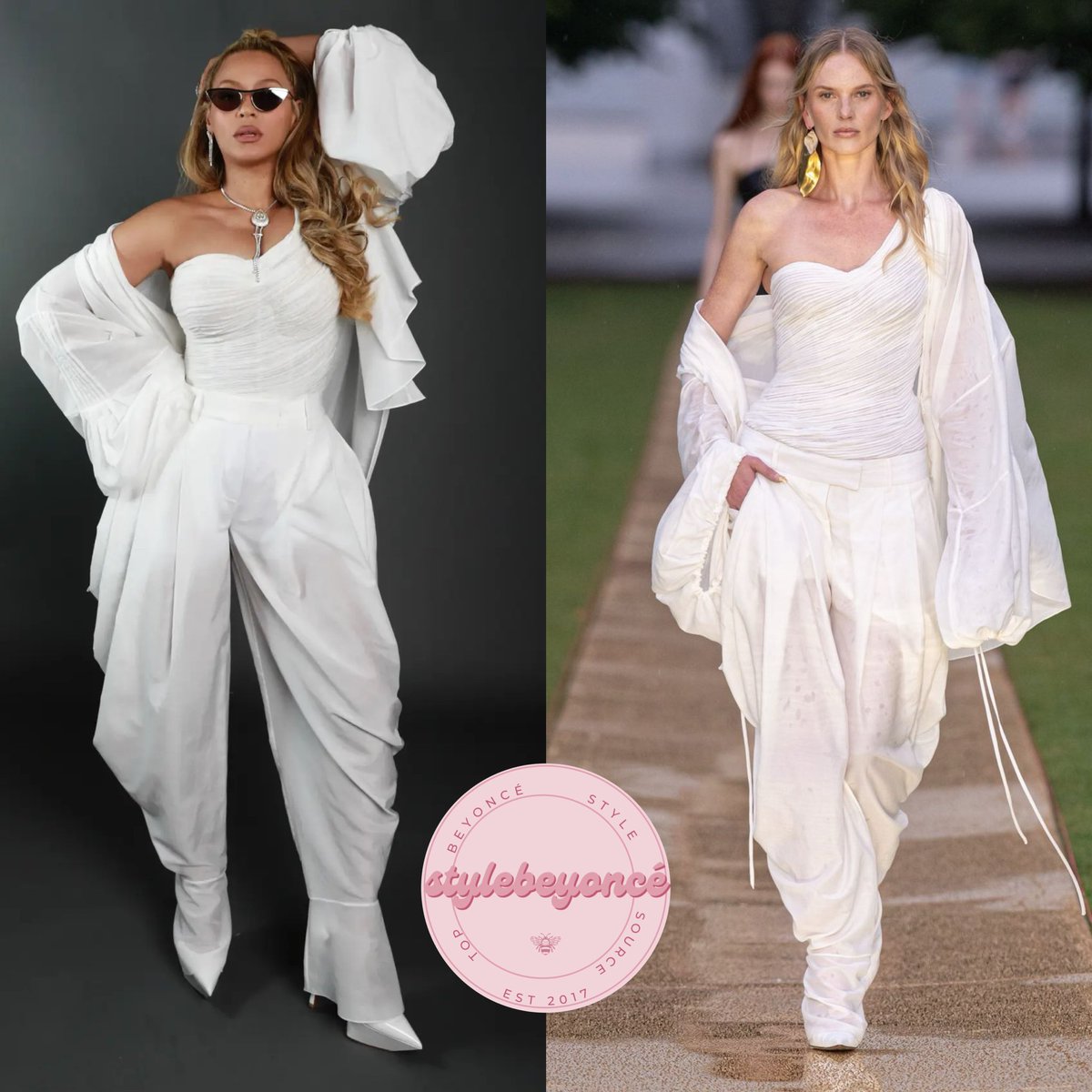 1stylebeyonce's tweet image. #Beyoncé at her #Cécred launch party (2/20 Los Angeles) wearing Spring/Summer 2024 #PrabalGurung with #AminaMuaddi Yigit heels ($1,067)