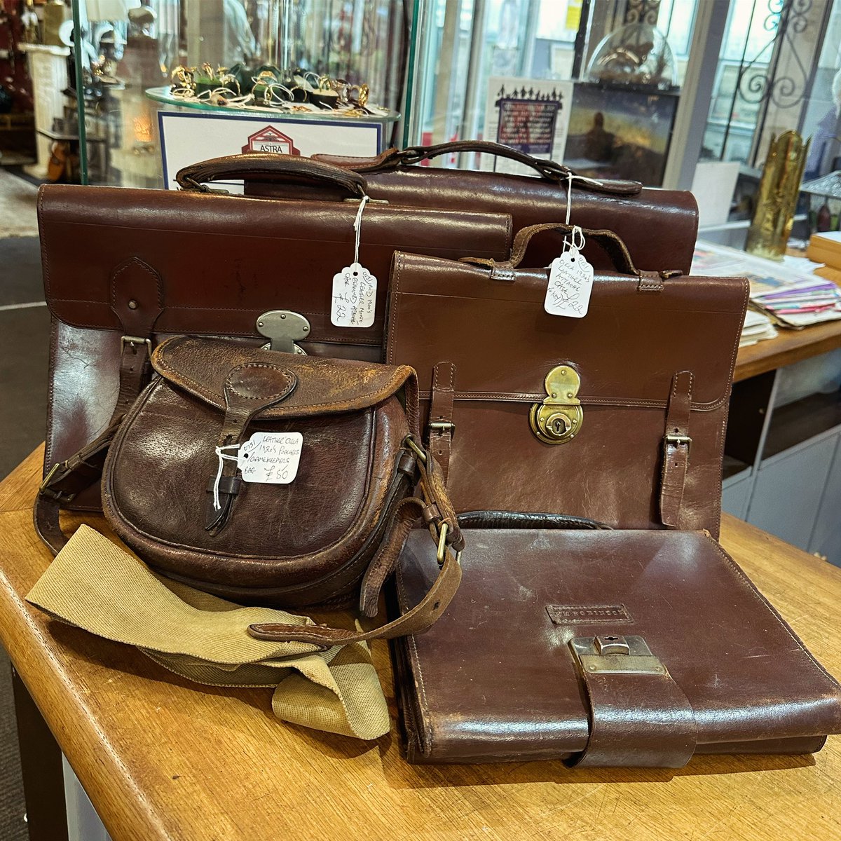 Fresh in this collection of leather cases all owned by the same gentleman. #freshstock #leathercases #leatherbriefcase #leatherbriefcase #leatherbag #astraantiquescentre #hemswell #lincolnshire