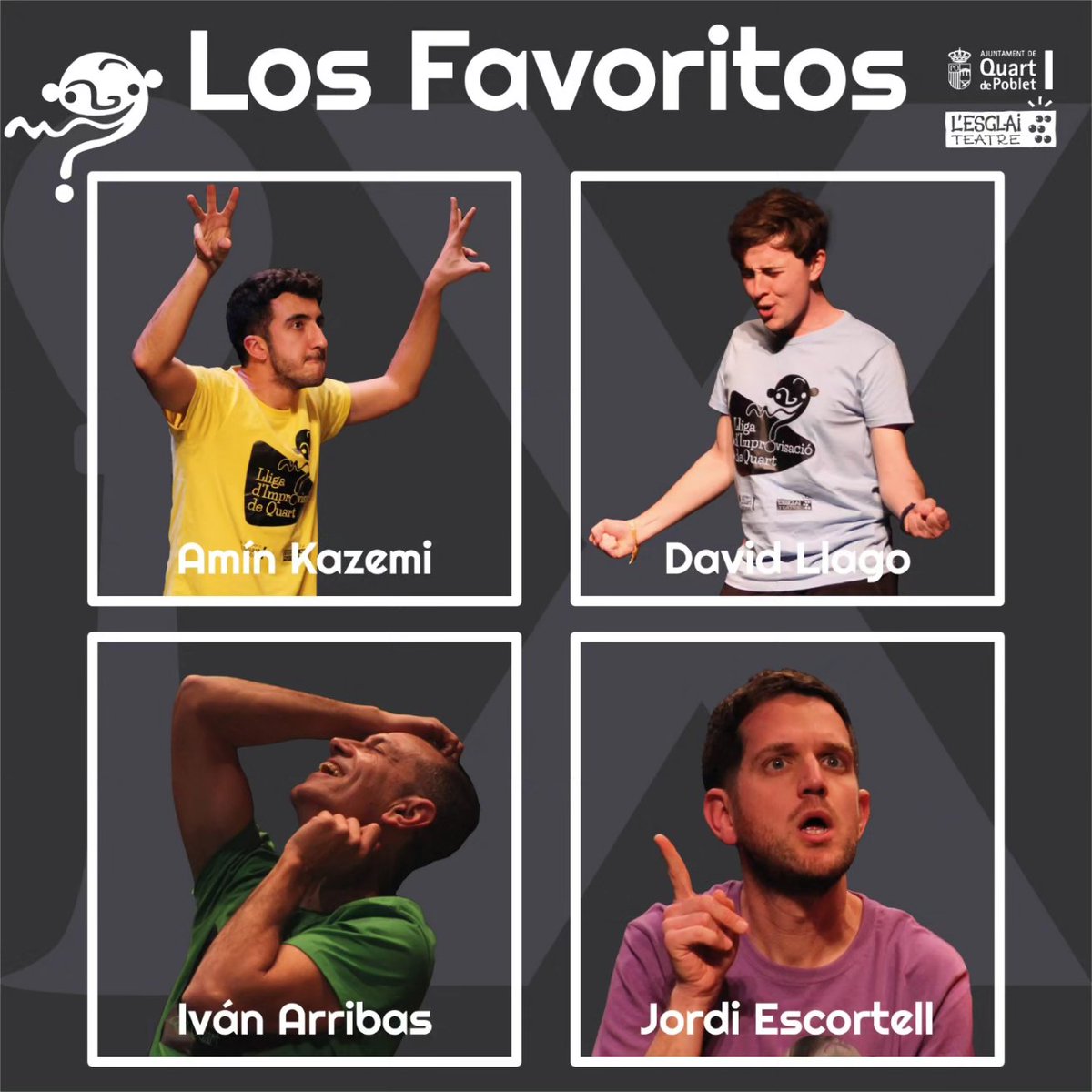 ImproQuart's tweet photo. 🏆 MEJORES JUGADORES DEL PÚBLICO 🏆

Aunque los Premios Goya se celebraron el 10 de febrero, este sábado llega el premio que todo improvisador quiere.

Este sábado conoceremos cuál es el jugador más votado por VOSOTROS y VOSOTRAS 🫵🏻, nuestro siempre queridísimo público 🥰 https://t.co/FPgkJbsUOd