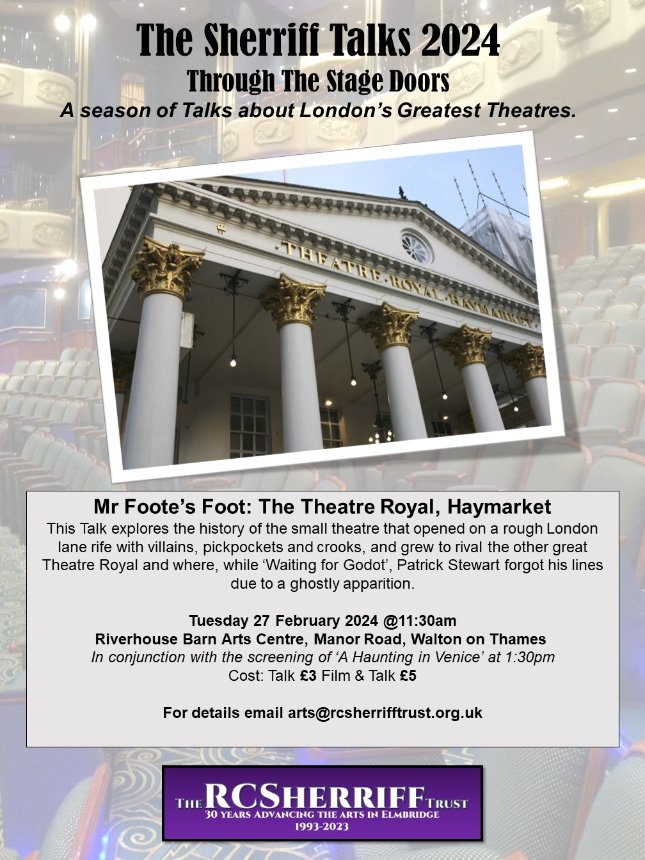 RC Sherriff Trust (@rcsherrifftrust) on Twitter photo The Sherriff Talks are back next Tuesday with the first in a series of Talks about some of London's Greatest Theatres. <a href="/Riverhousebarn/">Riverhouse</a> The Sherriff Talks are back next Tuesday with the first in a series of Talks about some of London's Greatest Theatres. <a href="/Riverhousebarn/">Riverhouse</a>