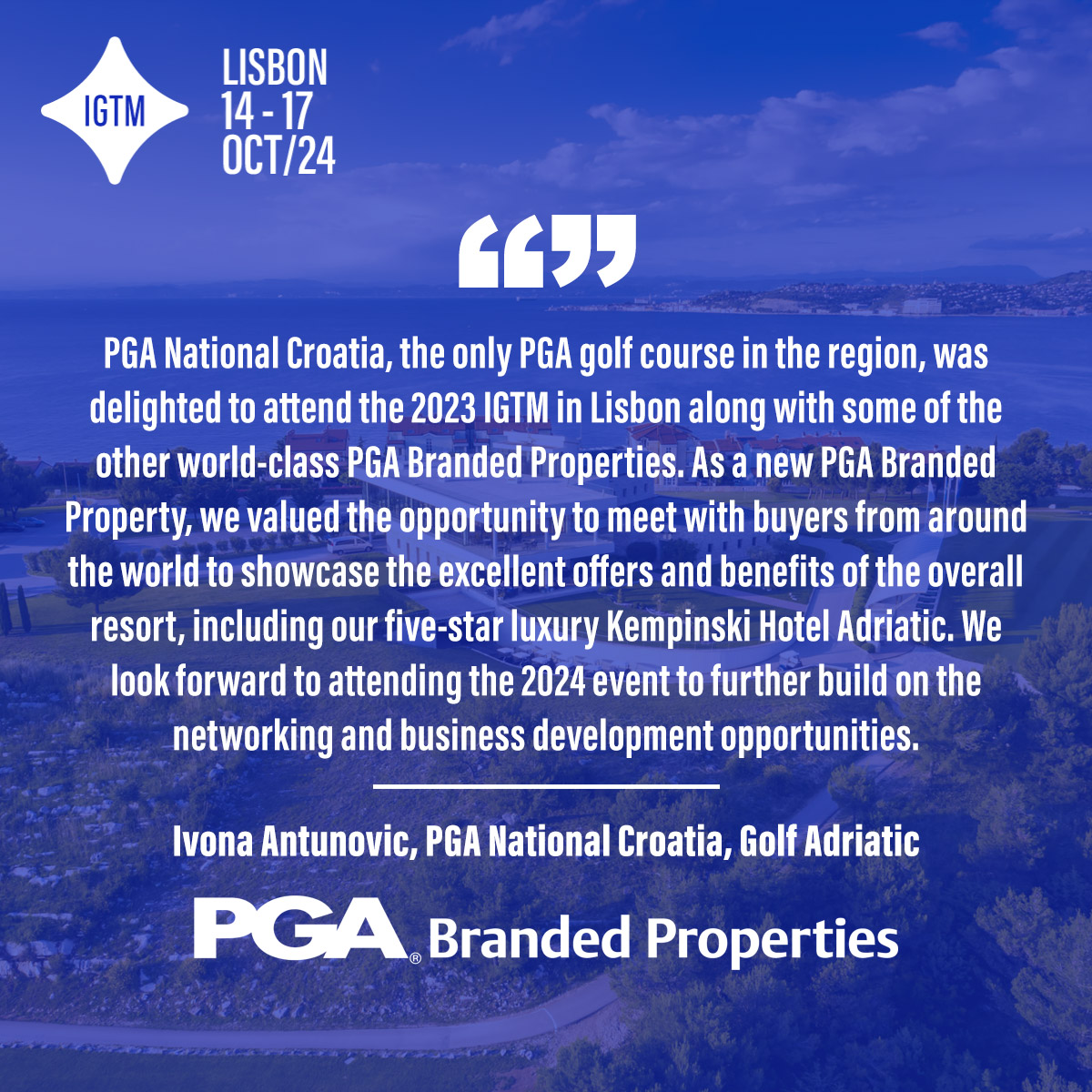 IGTM is pleased to be working with @ThePGA again at this year's event to help showcase their PGA Branded Properties to the world of golf. If you're interested in exhibiting at IGTM this year, please get in contact, registration is now open! 📝 igtmarket.com