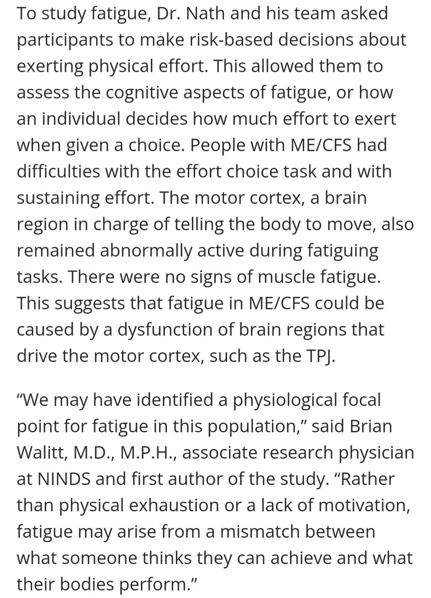 domsalisbury's tweet photo. This, from the NIH press release, seems like dangerous nonsense. It seems to suggest pwME have some sort of agency over how we respond to exertion.

Source: https://t.co/3WMc6X5mCA https://t.co/qUprBt3olS