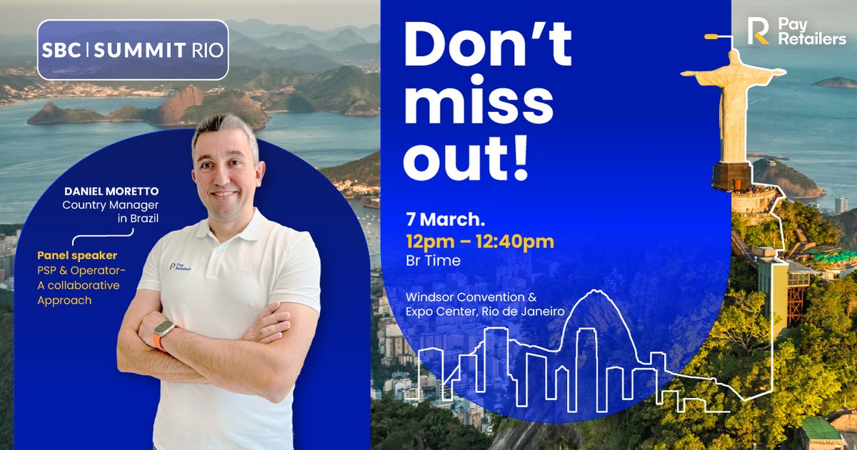 Come and find us at <a href="/sbc_americas/">SBC Americas</a> Summit Rio 2024 in #RiodeJaneiro.

💡 On March 7, from 12pm-12:40pm, Daniel Moretto, our Country Manager in #Brazil, will take the #stage at the 'PSP &amp; Operator-A Collaborative Approach' #panel.

Don't miss out!

#SBC #SBCRio #payments
