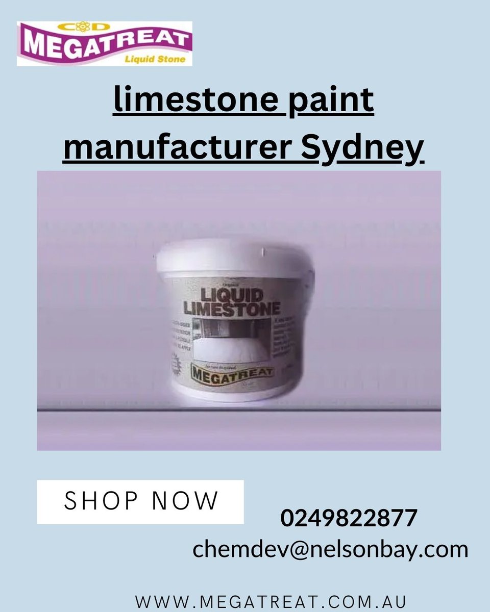 MegatreatStone's tweet photo. Discover the best limestone paint from Megatreat Liquid Stone, the top choice among limestone paint manufacturers in Sydney. #limestonepaint
Contact us : https://t.co/IvN9c7DJu1 https://t.co/D3p5PyfXH7