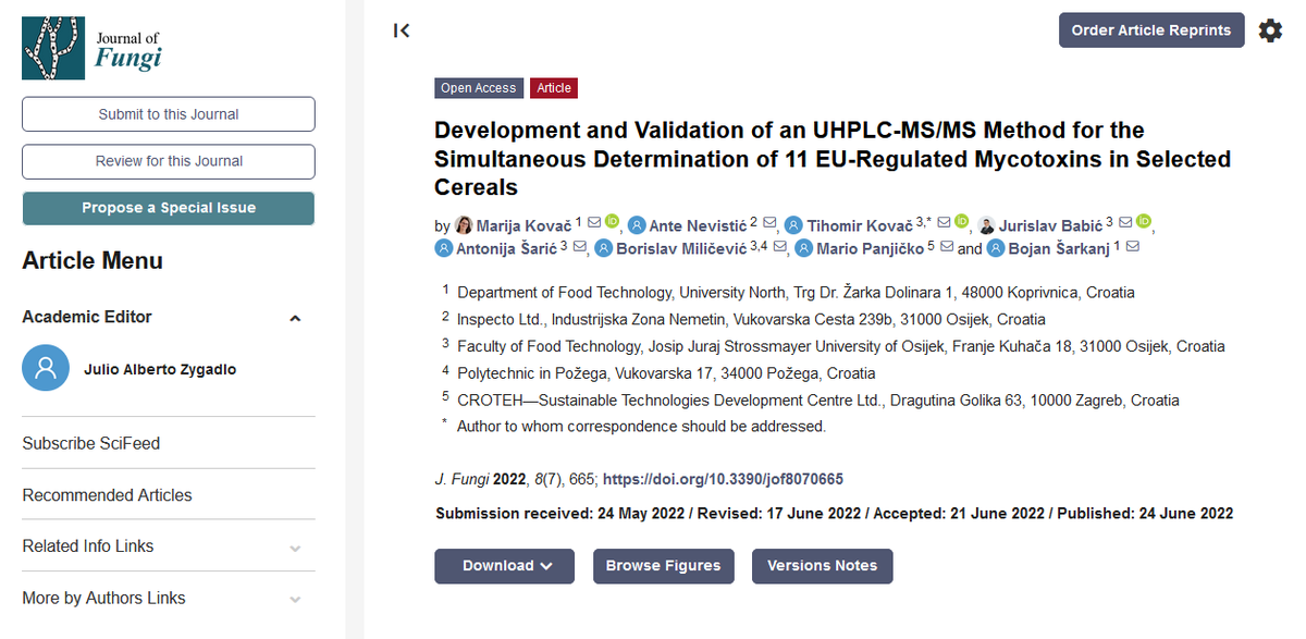 JoF_MDPI's tweet image. 📢🔎🔬 The availability of reliable methods for determination of #mycotoxins is crucial for ensuring #food and #feed safety. Accordingly, a multi-mycotoxin confirmatory method for determination of 11 mycotoxins was developed and validated.
👉 mdpi.com/2309-608X/8/7/…