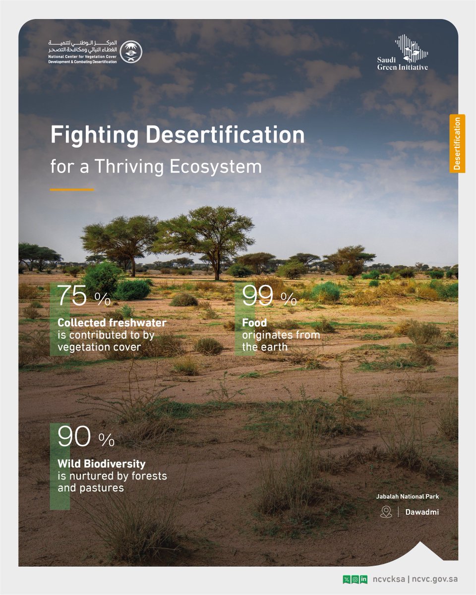 Explore the profound effects of desertification combat on human life and biodiversity in all its forms. Together, let's protect our lands and secure a sustainable future🌿.

#COP16RIYADH 
#UNited4Land