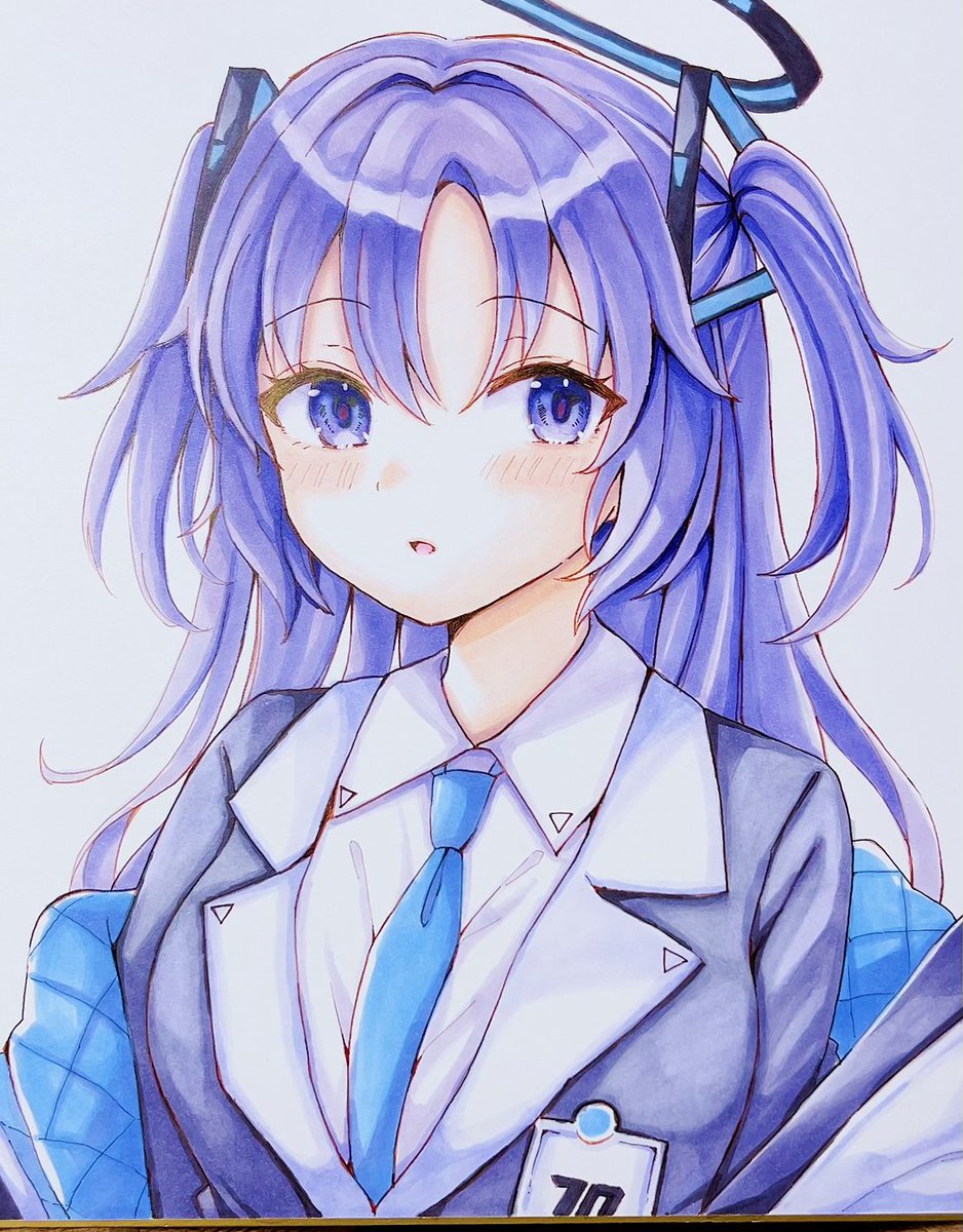 yuuka (blue archive) 1girl solo necktie halo jacket blue necktie shirt  illustration images