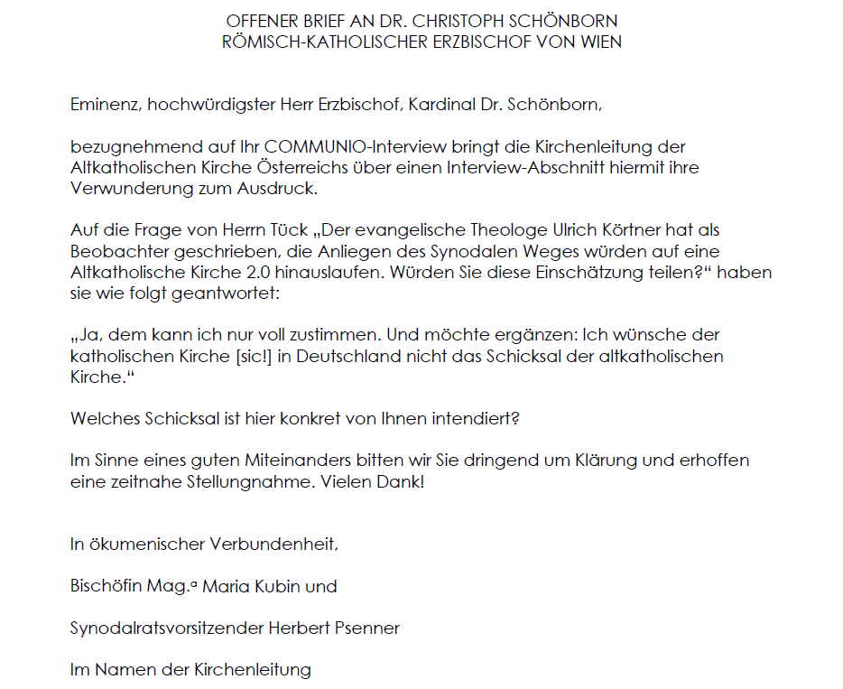 altkath_at's tweet photo. Offener Brief: @altkath_at verwundert über Interview-Aussage von @KardinalWien 

#katholisch #synodalerweg https://t.co/2VOUCzlkV6