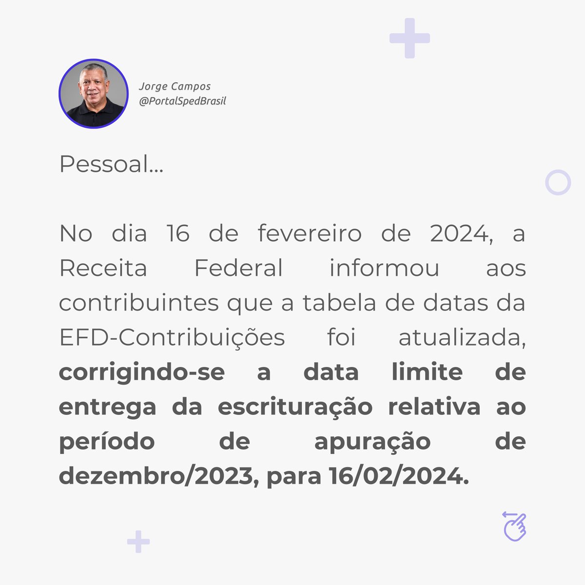 spedbrasil's tweet photo. Recentemente a Receita Federal informou aos contribuintes que a tabela de datas da EFD-Contribuições foi atualizada. Arrasta para o lado e confira as correções.

#efdcontribuicoes #tributos #sped #rfb #fisco #spedbrasil https://t.co/I6GxMDd2JH