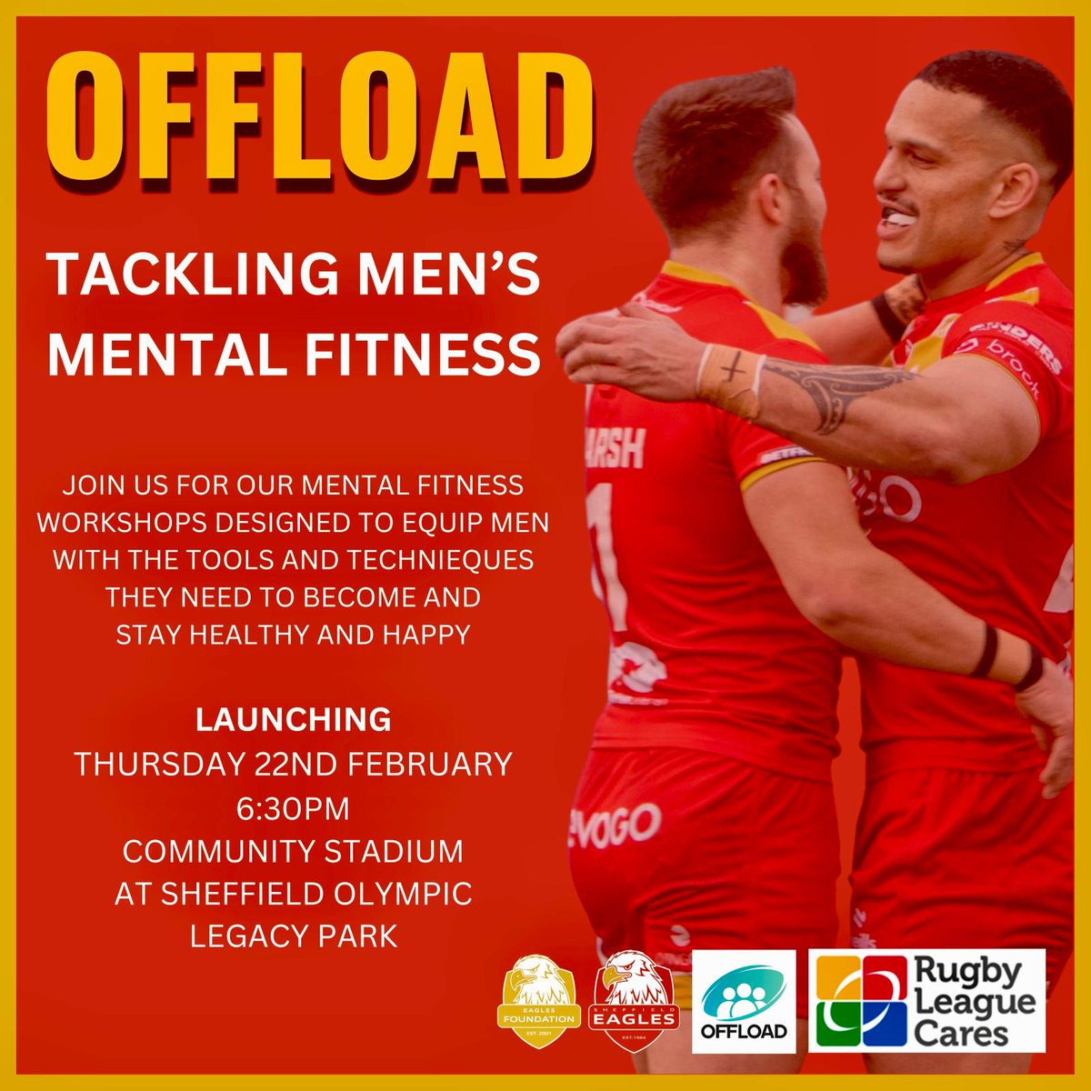 🏉 The first Offload session takes place tomorrow evening at the Community Stadium at Sheffield Olympic Legacy Park.

Full information below if you would like to attend the session 👇

#StrongerTogether #40Years