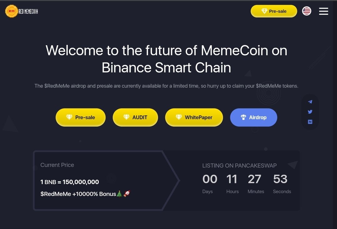 'Pre-sale closing soon! 🕒 Don't miss out on your chance to secure your spot with the unique 10000% super bonus! 🌟 Make your purchase now and seize this exclusive offer! buy.redmemecoin.pro