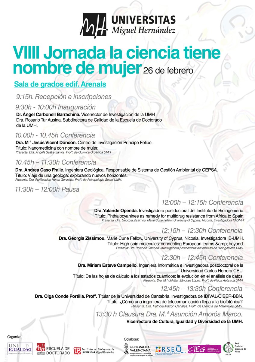 Seguimos con las actividades @11defebreroES: este próximo lunes 26 de febrero nuestra investigadora la Dra. María Jesús Vicent impartirá la conferencia 'Nanomedicina con nombre de mujer' en la @UniversidadMH.