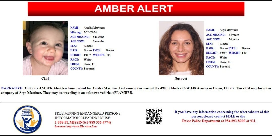 #AMBERAlert #BrowardCounty #Florida @GovRonDeSantis #MissingKidAlert #MissingPerson 
PLEASE SHARE! This Amber Alert just popped up this morning.