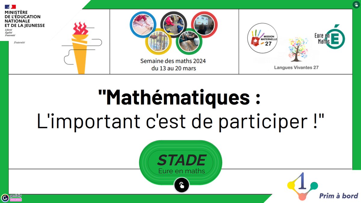prim_edu_num's tweet image. Cycles 1⃣, 2⃣ et 3⃣ | Enseigner | #Mathématiques #SDM2024

📌 Le stade « Eure en maths »

▶️ primabord.eduscol.education.fr/le-stade-eure-…

✅ Un échauffement accompagné d’une vidéo
✅ Une pratique en lien avec l’#EPS et les #LVE
✅ Des étirements qui s’appuient sur une activité interactive