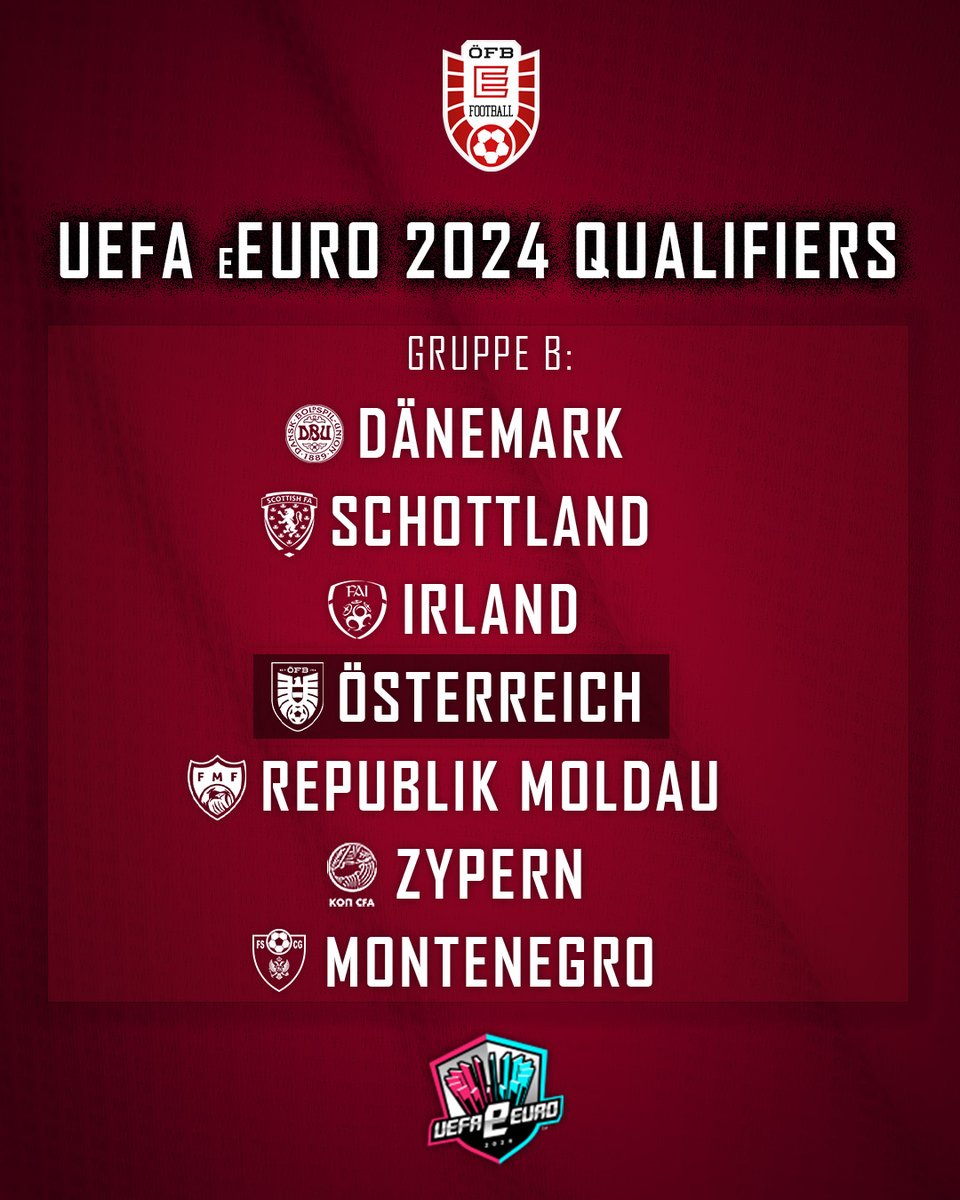 Unsere Gruppe für die UEFA eEURO 2024
Qualifiers! 💪🎮 #GemeinsamÖSTERREICH