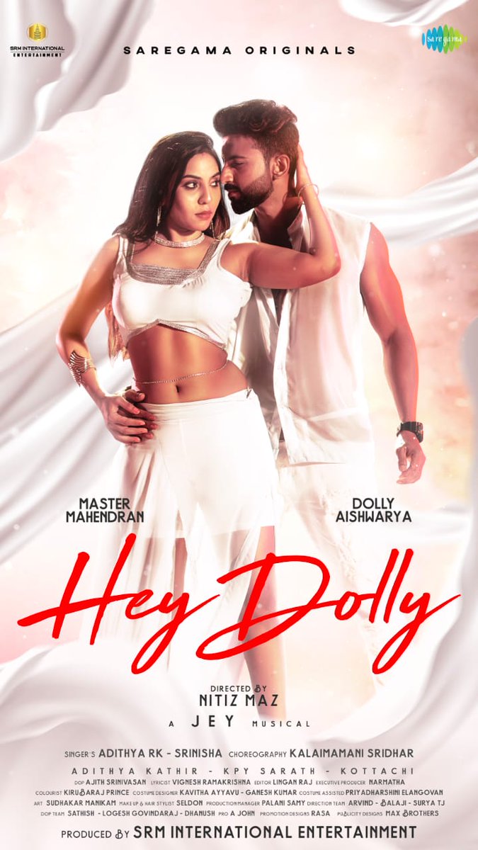 #Heydolly first look is here! @saregamasouth SRM INTERNATIONAL ENTERTAINMENT @Actor_Mahendran @urs_dolly @MazNitiz @adithyarkm @srinishajayase2 @ajithsri1995 @JEYASEELAN_12 @johnmediamanagr #albumsong #saregama #trending #musiclove