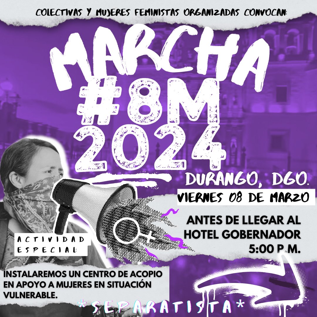femdurango's tweet photo. Marcha #8M 
📢📢📢📢📢 https://t.co/ScLFbV7Ifw