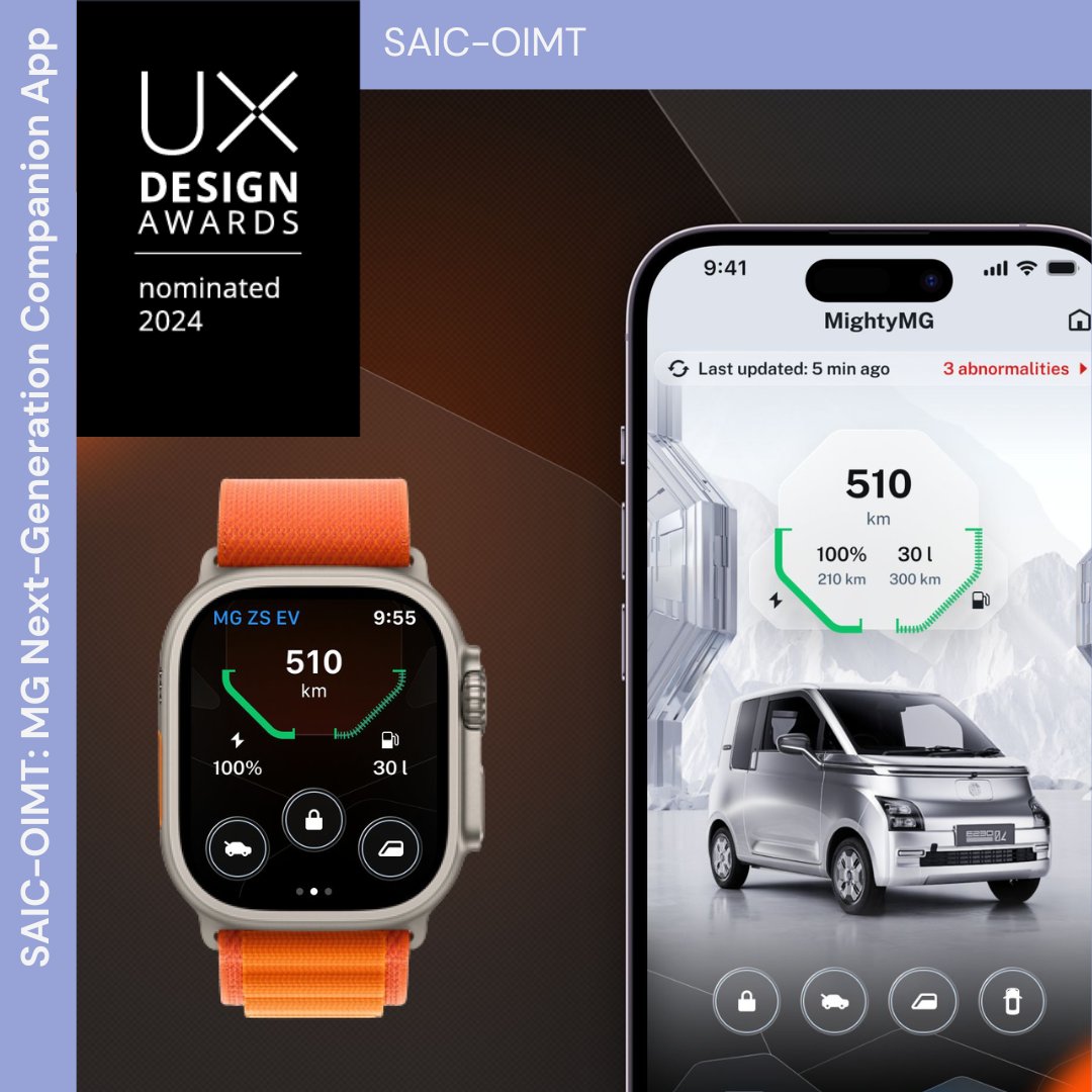 uxdawards's tweet image. &quot;SAIC-OIMT: MG Next-Generation Companion App“ by @starglobally is nominated for the UX Design Awards- Spring 2024! Congratulations 👏

Check out the nominated projects and vote for the Public Choice Award on our website 👉bit.ly/490B8Py

#uxdesign #uxdesignawards #UXDA24