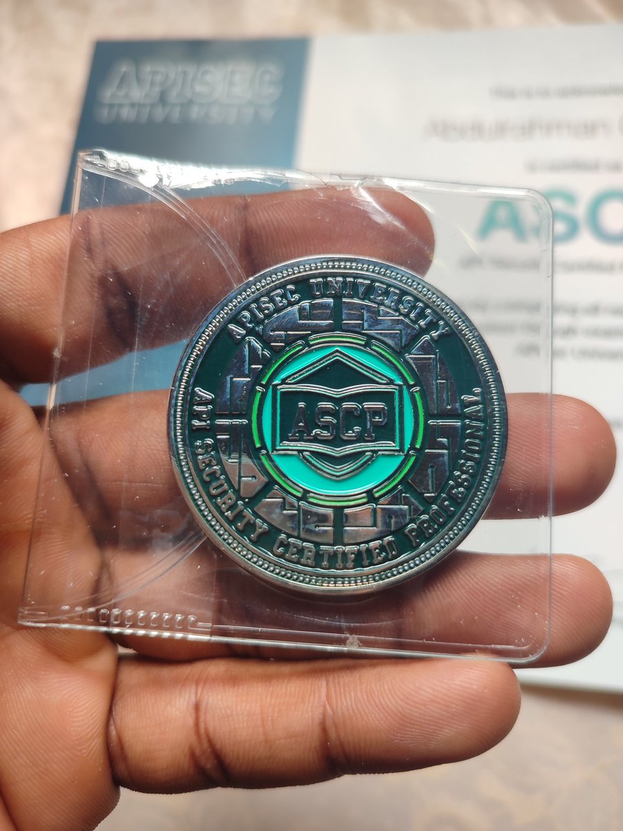 Nerdy_genii's tweet image. Guess what just arrived in the mail..

The API Security Certified Professional coin and certificate!!.

So prettyyyy, thank you @apisecu @hAPI_hacker @sisinerdtweets ✨

#apisec #apisecurity