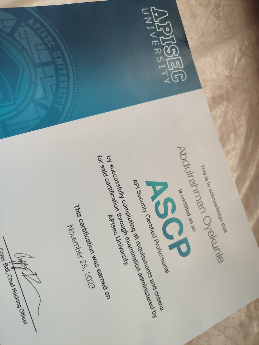 Nerdy_genii's tweet image. Guess what just arrived in the mail..

The API Security Certified Professional coin and certificate!!.

So prettyyyy, thank you @apisecu @hAPI_hacker @sisinerdtweets ✨

#apisec #apisecurity