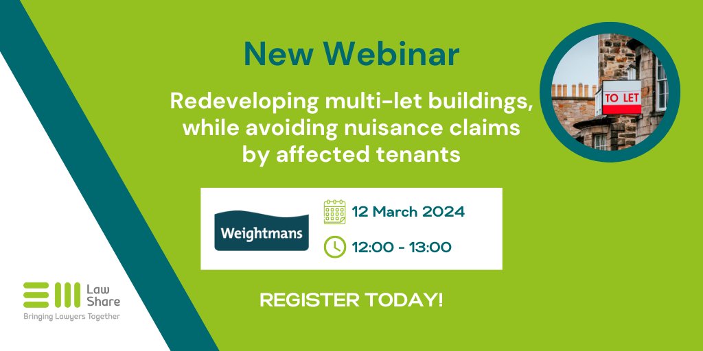 What are the legalities when re-furbishing a multi-let building? @Weightmans cover the legalities of commercial landlords and tenants when refurbishing buildings and advises how to minimise tenants’ claims/complaints. Book now: bit.ly/3OAXLSP #EMLawShare