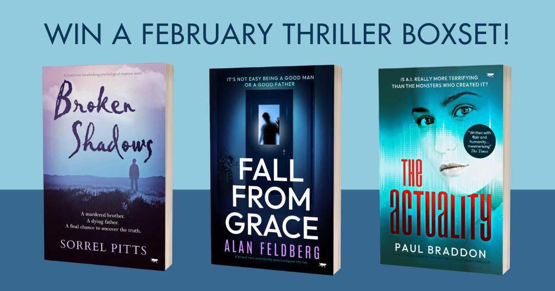 Secrets, murders and mistrust are in store for the WINNER of these addictive new thrillers… Prize includes: Broken Shadows by Sorrel Pitts Fall From Grace by Alan Feldberg The Actuality by Paul Braddon Enter NOW! 🎉 gleam.io/nPbfw/win-a-fe…