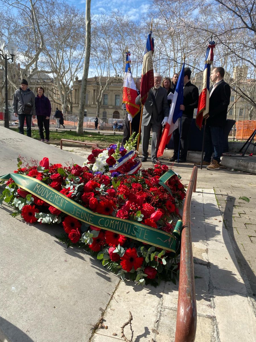 NCossange's tweet photo. Cérémonie d'hommage à Missak et Melinée Manouchian organisée par le @PCF à Montpellier ce midi. https://t.co/hlh40B5xFt