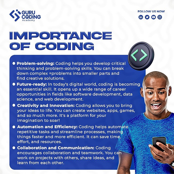 GuruCoding79278's tweet image. Still don’t understand the importance of coding? While take a look. Join gurucoding academy now to explore the future of coding #codinglife #gurucodingacademy
