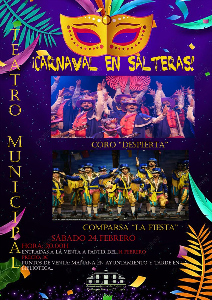 comparsaJoseja's tweet photo. Como decíamos ayer, el viernes estaremos en Umbrete (entradas agotadas) y el sábado estaremos en Salteras, compartiendo actuación con el @Coro_Sevilla. Os dejamos el cartel... ¡todavía quedan entradas! 

@AytoSalteras 
@AytoUmbrete https://t.co/KdcJEAZgp6