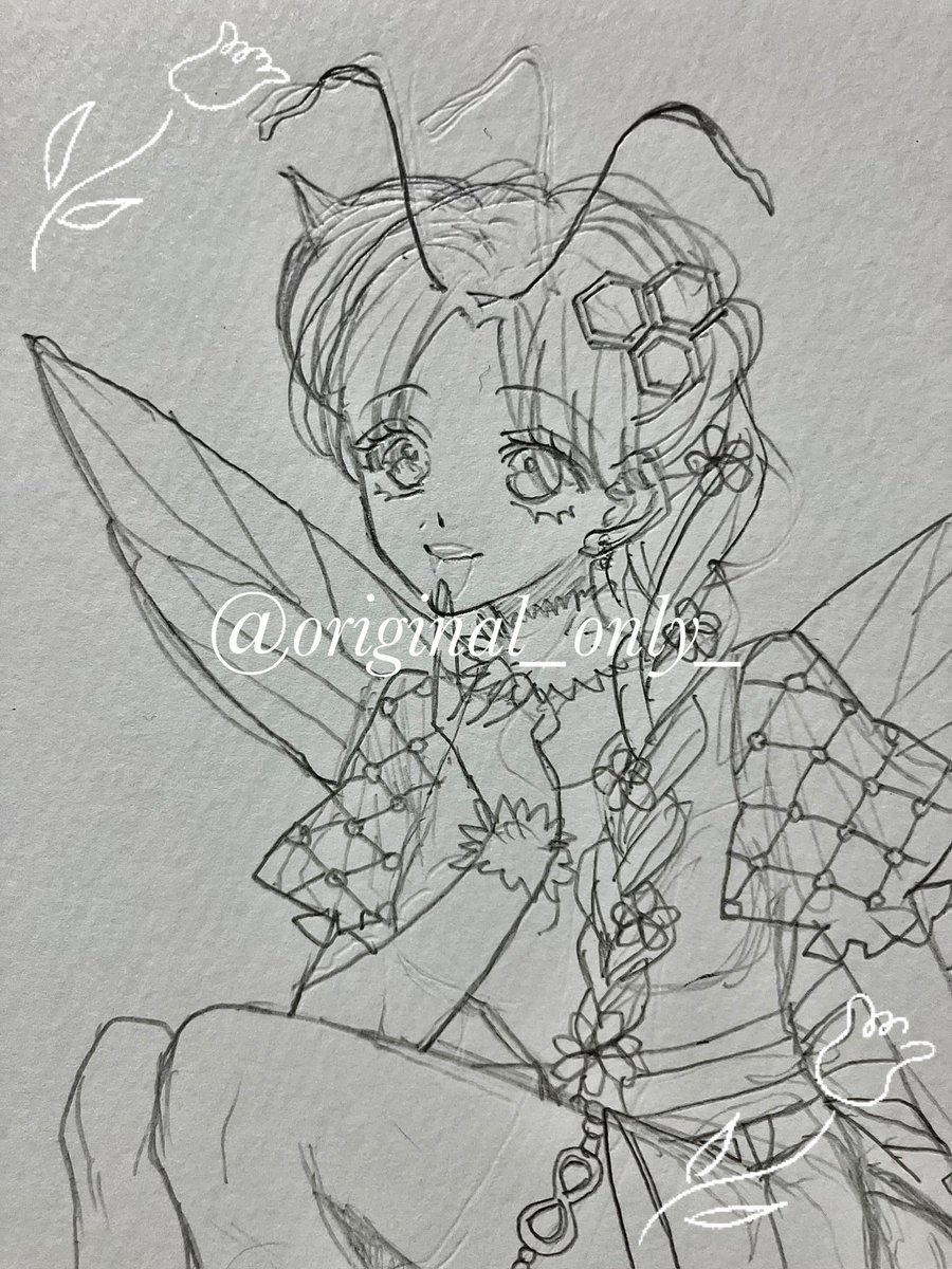 3/8は「ミモザの日」で「蜜蜂の日」でもある🐝
#ラフ #wip #wipart 