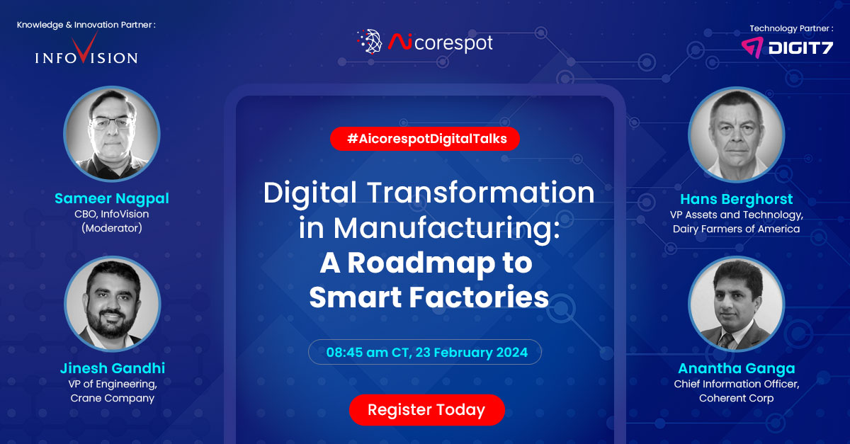 🚨 Only 2 days left! Curious about digital transformation in manufacturing? Join our webinar, "#DigitalTransformation in #Manufacturing: A Roadmap to Smart Factories," on Feb 23 featuring global leaders. Register: live.zoho.in/0nHfImFM0I
#FutureOfManufacturing  #SmartFactories