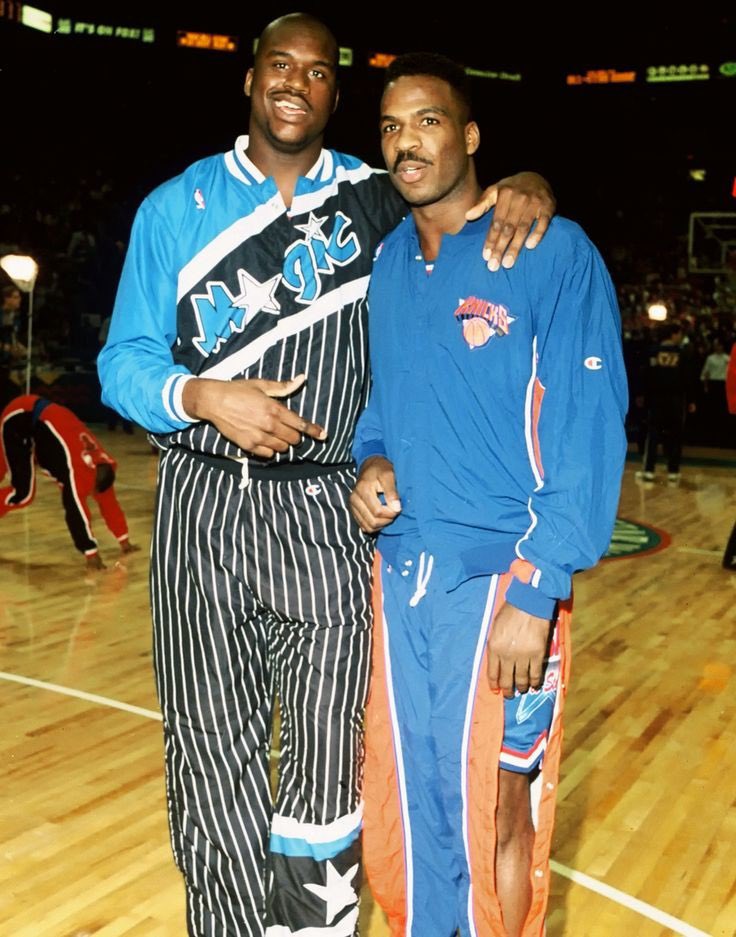 Shaquille O’Neal of the Orlando Magic and Charles Oakley of the New York Knicks. #ShaquilleONeal #Shaq #OrlandoMagic #Orlando #Magic #CharlesOakley #NewYorkKnicks #NewYork #Knicks #basketball
