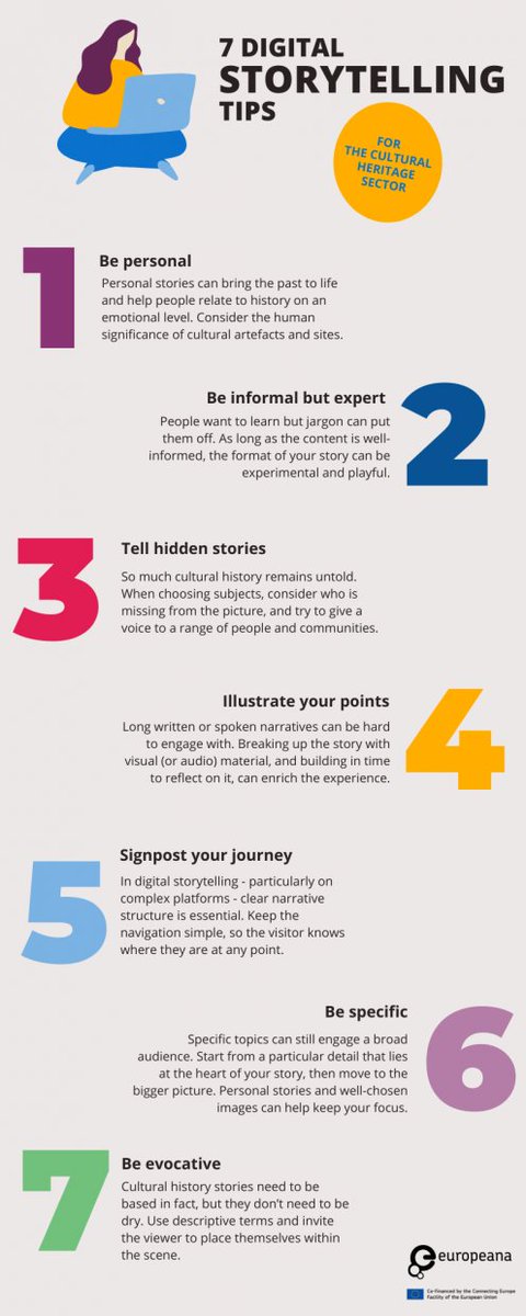 Happy #InternationalMotherLanguageDay! Did you know that our digital storytelling tips have been translated into 🇦🇱🇳🇱🇫🇷🇩🇪🇮🇹🇬🇷🇵🇱🇵🇹🇷🇴🇸🇪🇺🇦🇪🇸 + Catalan? Have a look and see how you can improve your storytelling skills &amp; tell new stories with cultural heritage! bit.ly/40lcd5f
