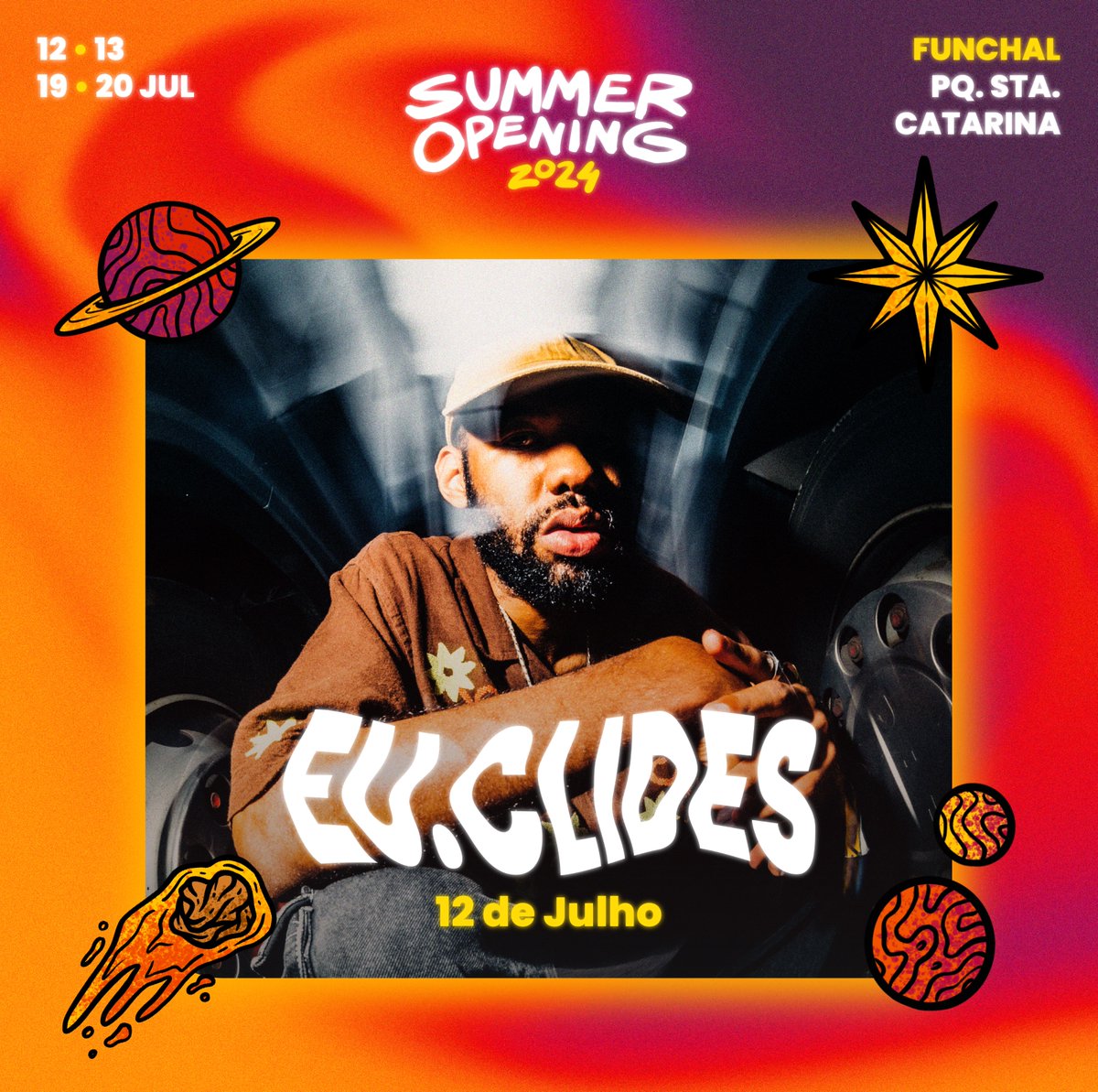 Estreia de EU.CLIDES no Summer Opening Festival, dia 12 de julho, no Funchal 🌞

🎟️ Aproveita a 1.ª fase de vendas para garantir o teu bilhete em summeropening.pt ou nos locais habituais. 🚨
-
#SO2024❤️‍🔥