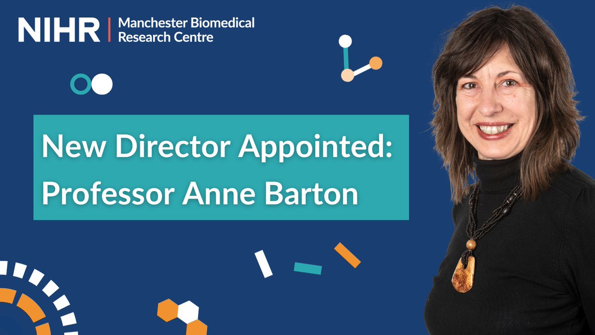 ManchesterBRC's tweet photo. 📣 Professor Anne Barton has been formally appointed as the Director of @ManchesterBRC.

She will take up this new role from April 1 2024.

Prof Barton is Professor of Rheumatology @OfficialUoM and Honorary Consultant Rheumatologist @MFTnhs. 

Read more:
https://t.co/BB2NRCpwYK https://t.co/wfi0F1d9KU