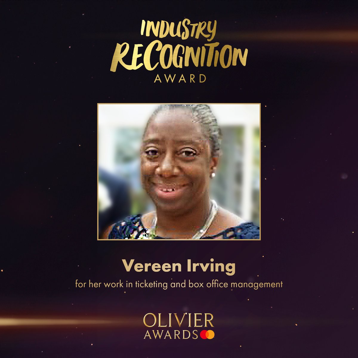 📣 Congratulations to our Group Inventory Manager Vereen Irving, who has been nominated for the Industry Recognition Award at the @OlivierAwards! Vereen has worked with the company for 45 years and we're so proud that she has been recognised for this prestigious award 🎉🤩