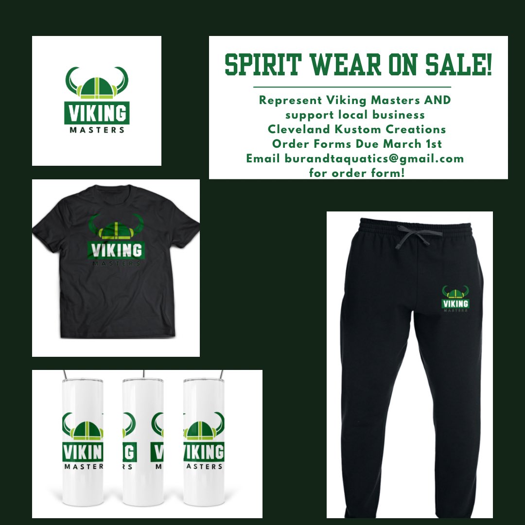 MastersViking's tweet photo. Spirit wear on sale! 
Orders due March 1st

Represent the Vikes AND #shoplocal merchandise made by Cleveland Kustom Creations 

DM or email burandtaquatics@gmail.com for order form! https://t.co/jh3lqThu5q